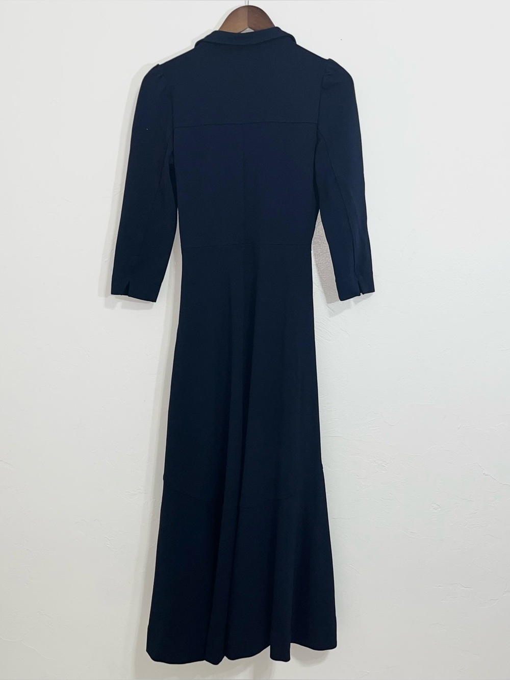 ME+EM Navy Tailored Split Neck Midi Dress 3/4 Sleeve Pocket Size 6 - Picture 9 of 14